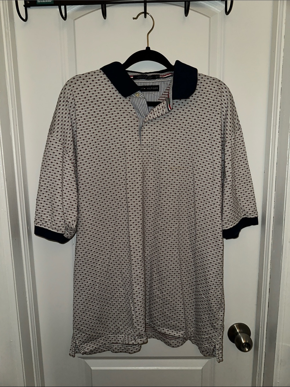Tommy Hilfiger Navy, White & Red Striped Polo